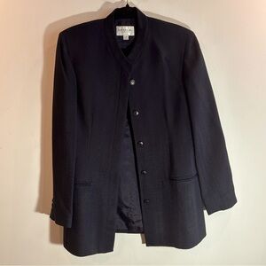 EMANUEL UNGARO Sz 6 Textured Pattern Lined Longer Line Smooth Lapel Blazer